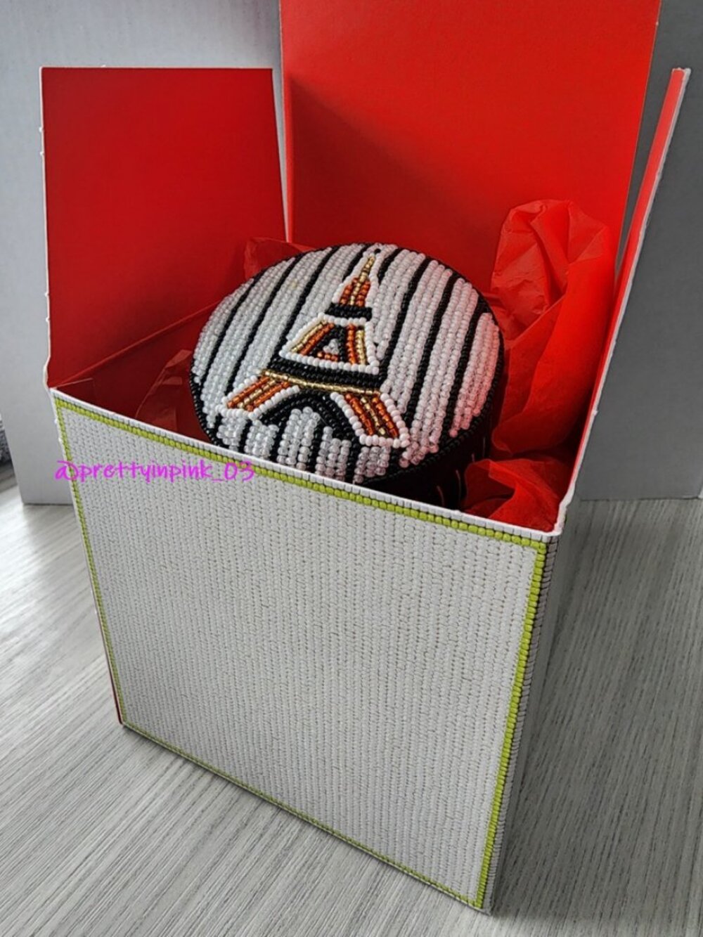 NEW Anthropologie Beaded City Lidded Jewelry Box Paris with Gift Box